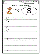 okul öncesi harfler çizgi çalışmaları s harfi